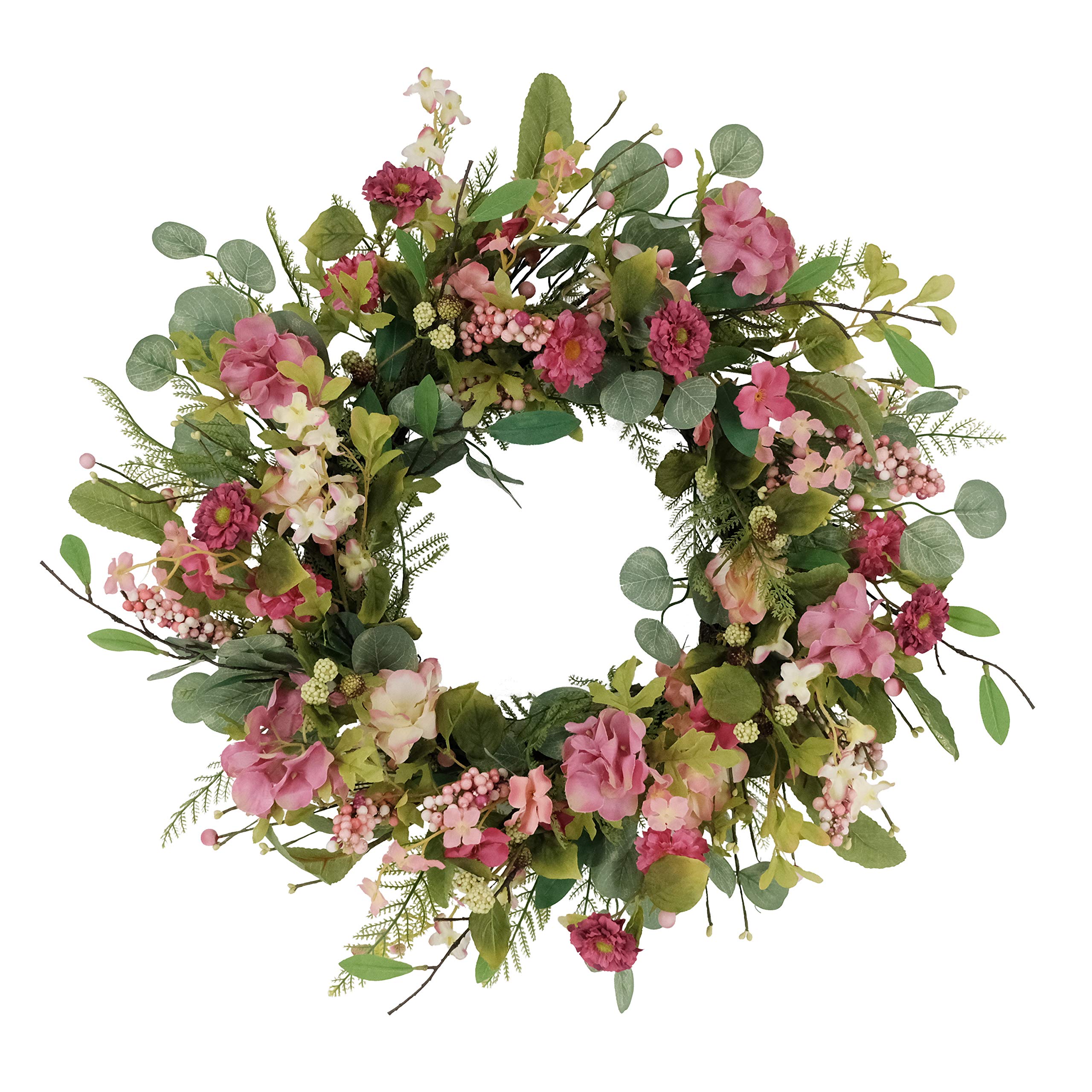 24" Vibrant Puleo International Artificial Chrysanthemum and Hydrangea Floral Spring Wreath