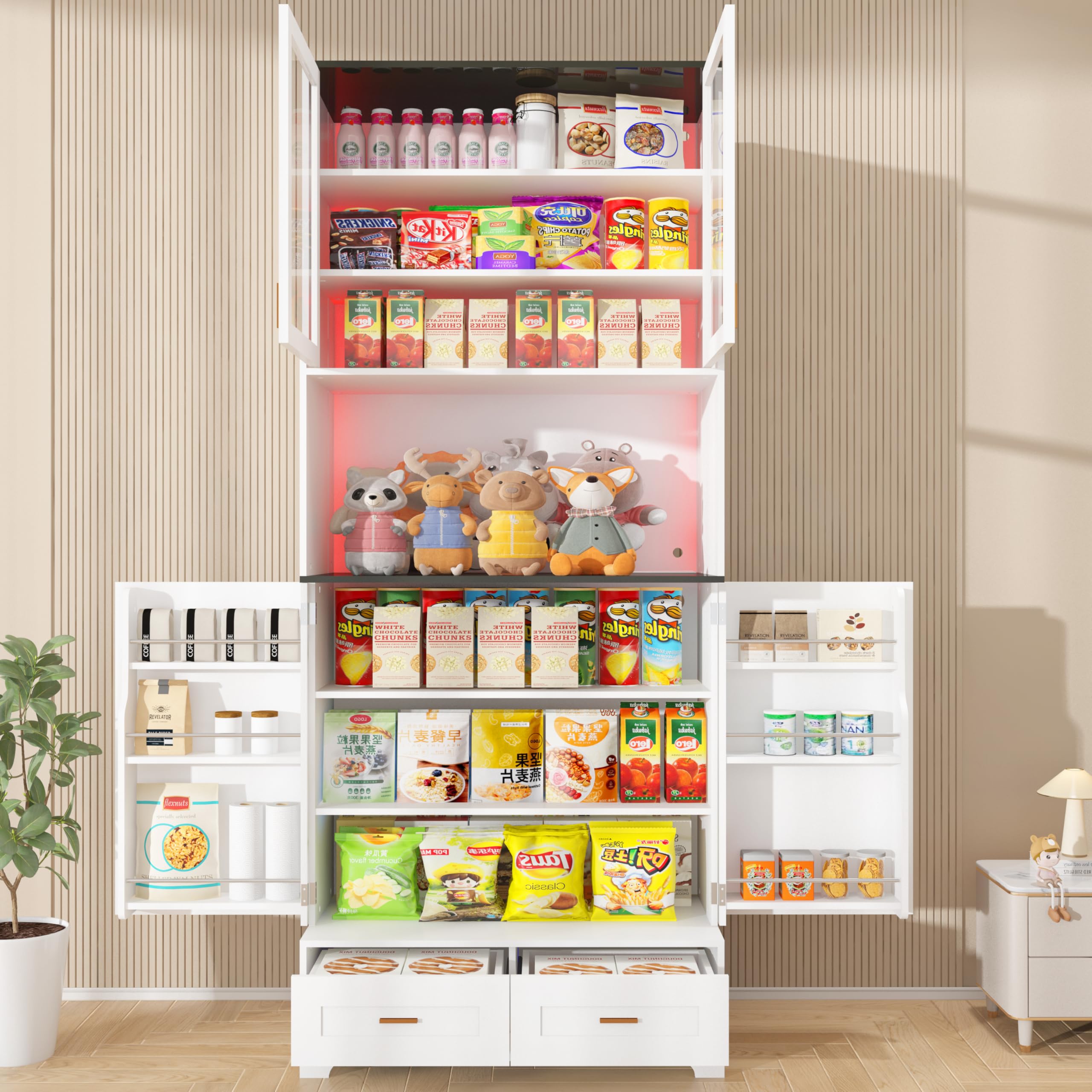 Kitchen Pantry Cabinet,71.7'' Tall Pantry Cabinet with Doors and Adjustable Shelvesg Room