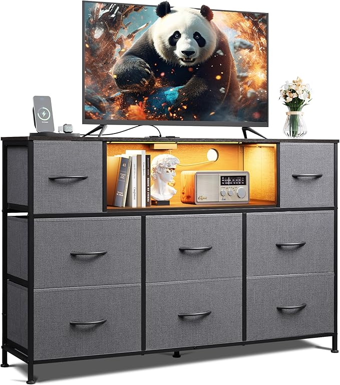 Black Dresser for Bedroom, TV Stand for Bedroom for 50, 55 inch TV,Bedroom Furniture
