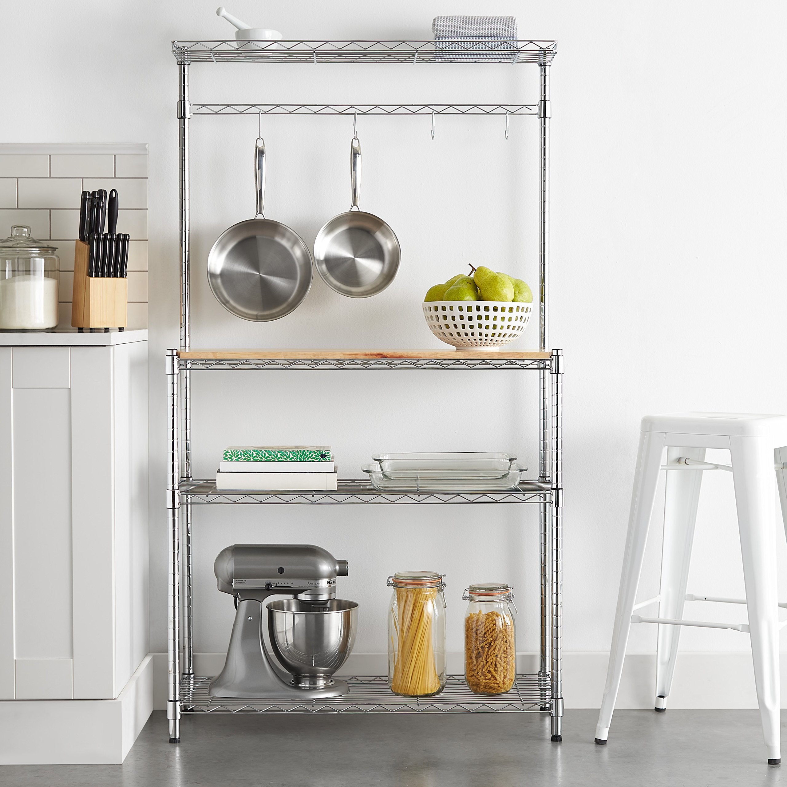 3 Tier Kitchen Bakers Rack with Storage, Removeable Top