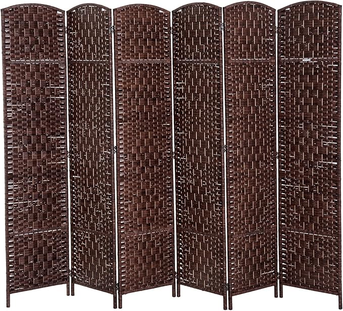 Room Divider 6 Panels Folding Privacy Screen 6FT Tall Portable Wicker Weave