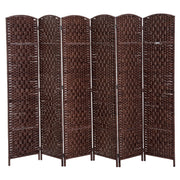 Room Divider 6 Panels Folding Privacy Screen 6FT Tall Portable Wicker Weave
