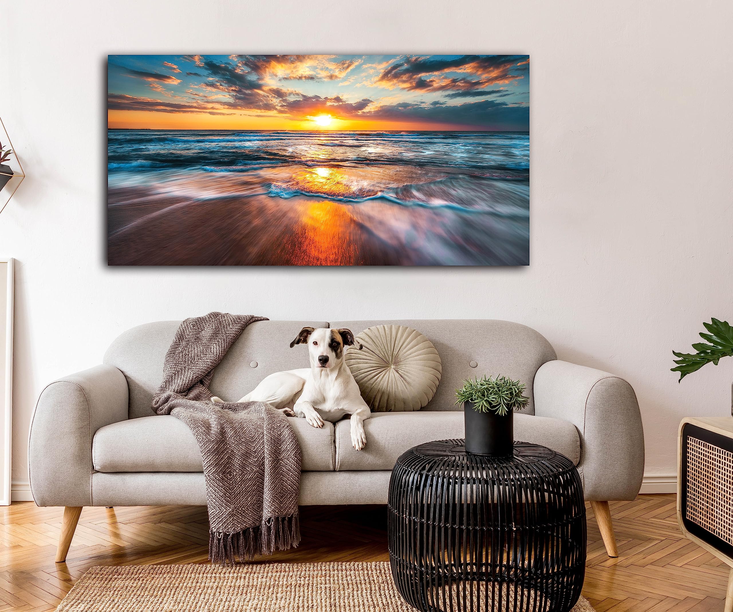 Ocean Wall Art for Living Room, Large Coastal Beach Canvas Wall Decor for Bedroom
