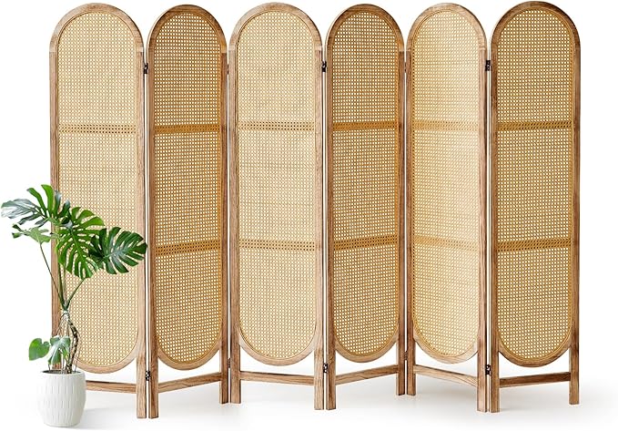 6 Panel Room Divider, 5.6 Ft Foldable Wood Room Divider Screen