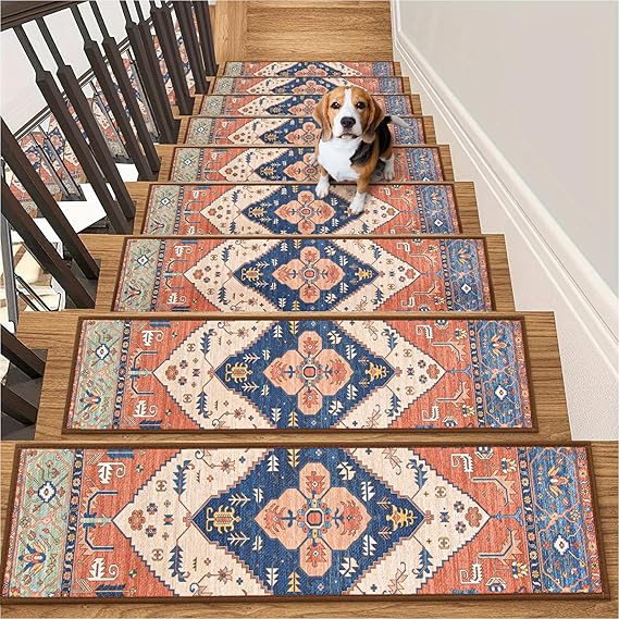 Lahome Stair Treads Non Slip 15 Pack 8" X 30" Stair Treads for Wooden Steps, Washable Self Adhesive Stair Runners Stain Resistant Stair Carpet, Edging Staircase for Kids Elders and Dogs (15pc, Taupe)