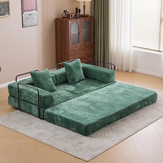 Convertible Floor Sofa Bed with Storage Pocket