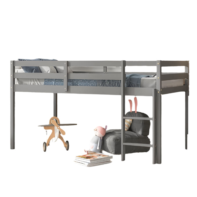 Loft Bed for Kids with Ladders and Guard Rails,Solid Wood and Sturdy Low Loft