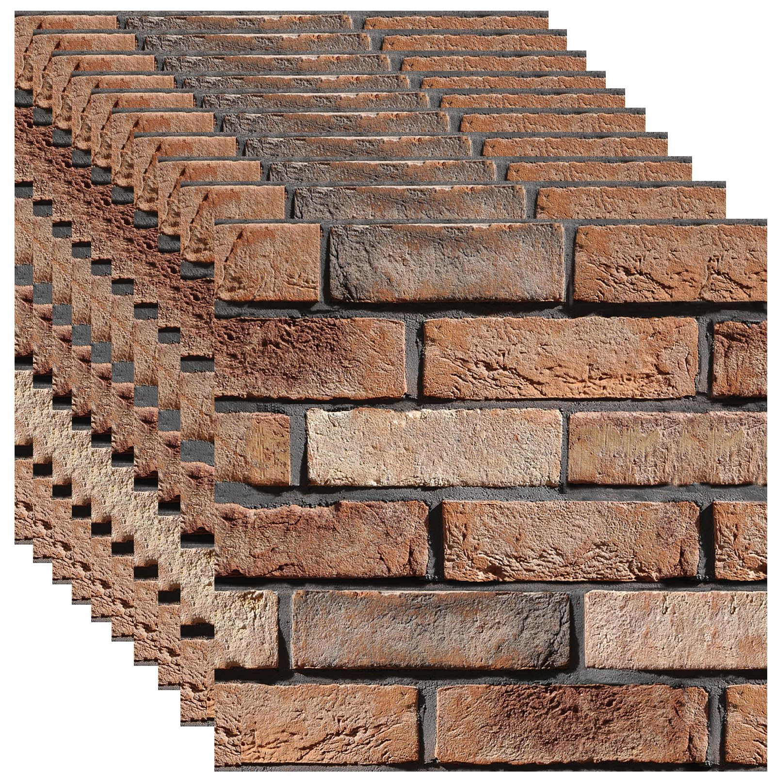 3D Wall Panels Peel and Stick, 10 Pack 3D Waterproof Self-Adhesive Wallpaper PVC Wall