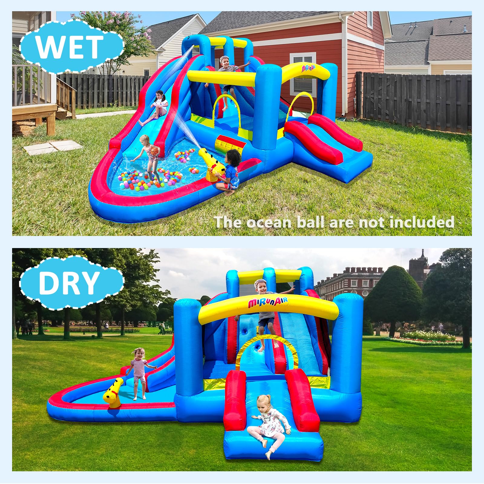 Inflatable Bounce House, Blow Up Bouncy House Include Slide, Outdoor Backyard