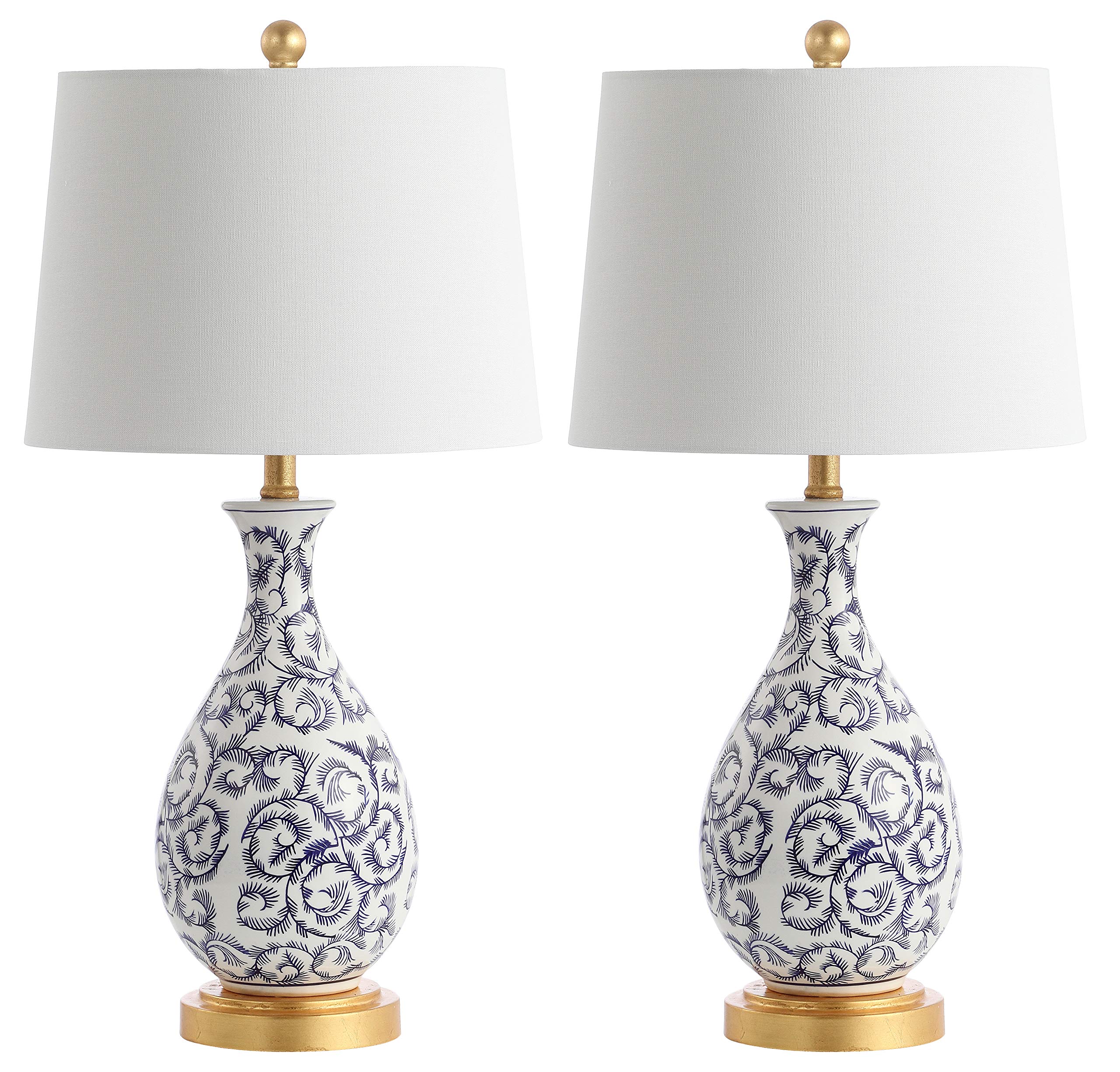 Collection Avi Scroll Blue/ White 28-inch Bedroom Living Room Home Office