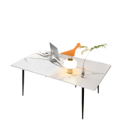 Dining Table, Sintered Stone Kitchen Table, 47" Grey Modern Rectangular Slate Patio Table