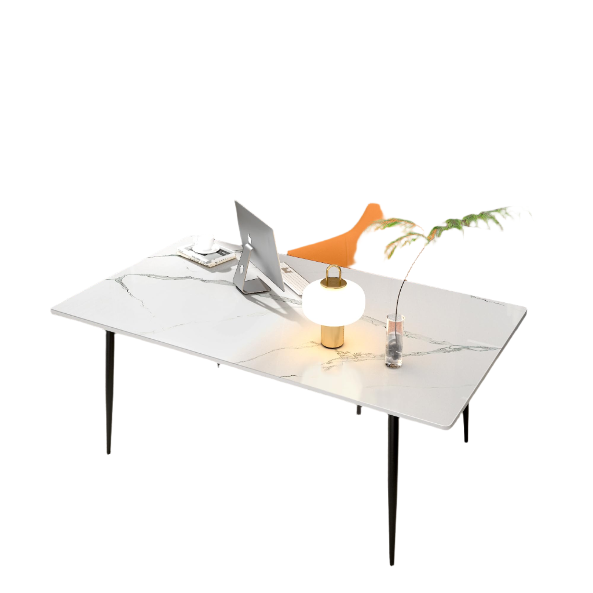 Dining Table, Sintered Stone Kitchen Table, 47" Grey Modern Rectangular Slate Patio Table