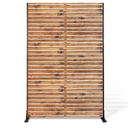 Metal Privacy Screen Outdoor 72" H×47" W Natural Wood Brown Patio Privacy Screen
