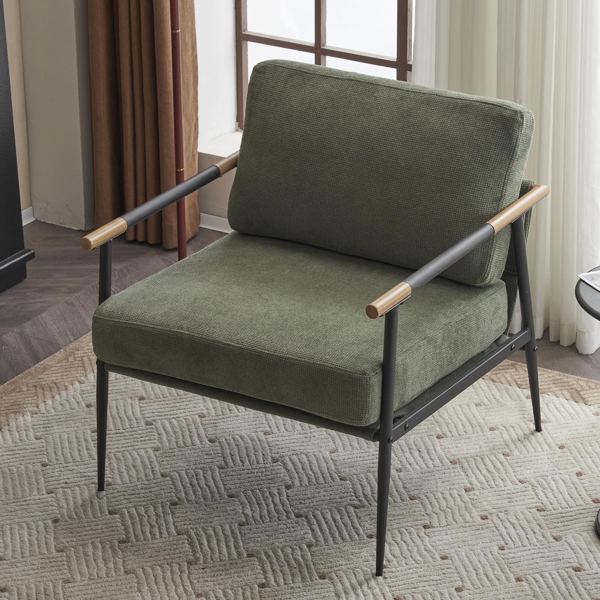 Accent Chair,Living Room Chair Green Pillow Modern Lounge