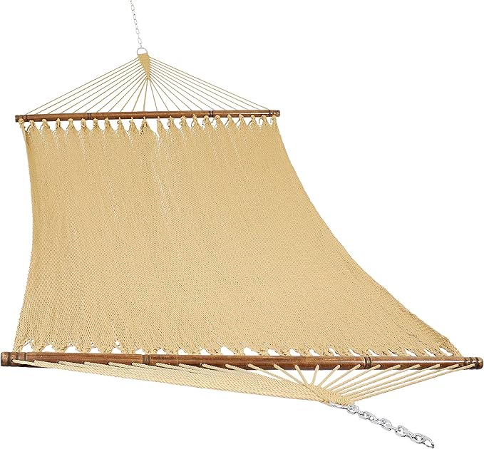 Soft-Spun Polyester Rope Double Hammock for Outside - 600-Pound Weight