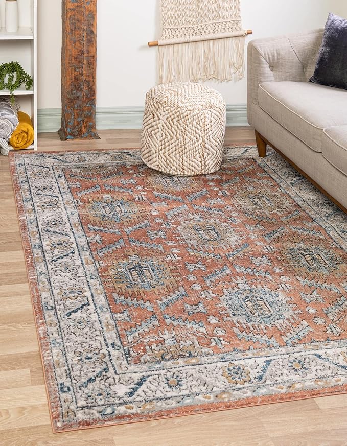 Nyla Collection Area Rug - Princess (10' x 14' 1" Rectangle, Mustard Yellow/ Blue)