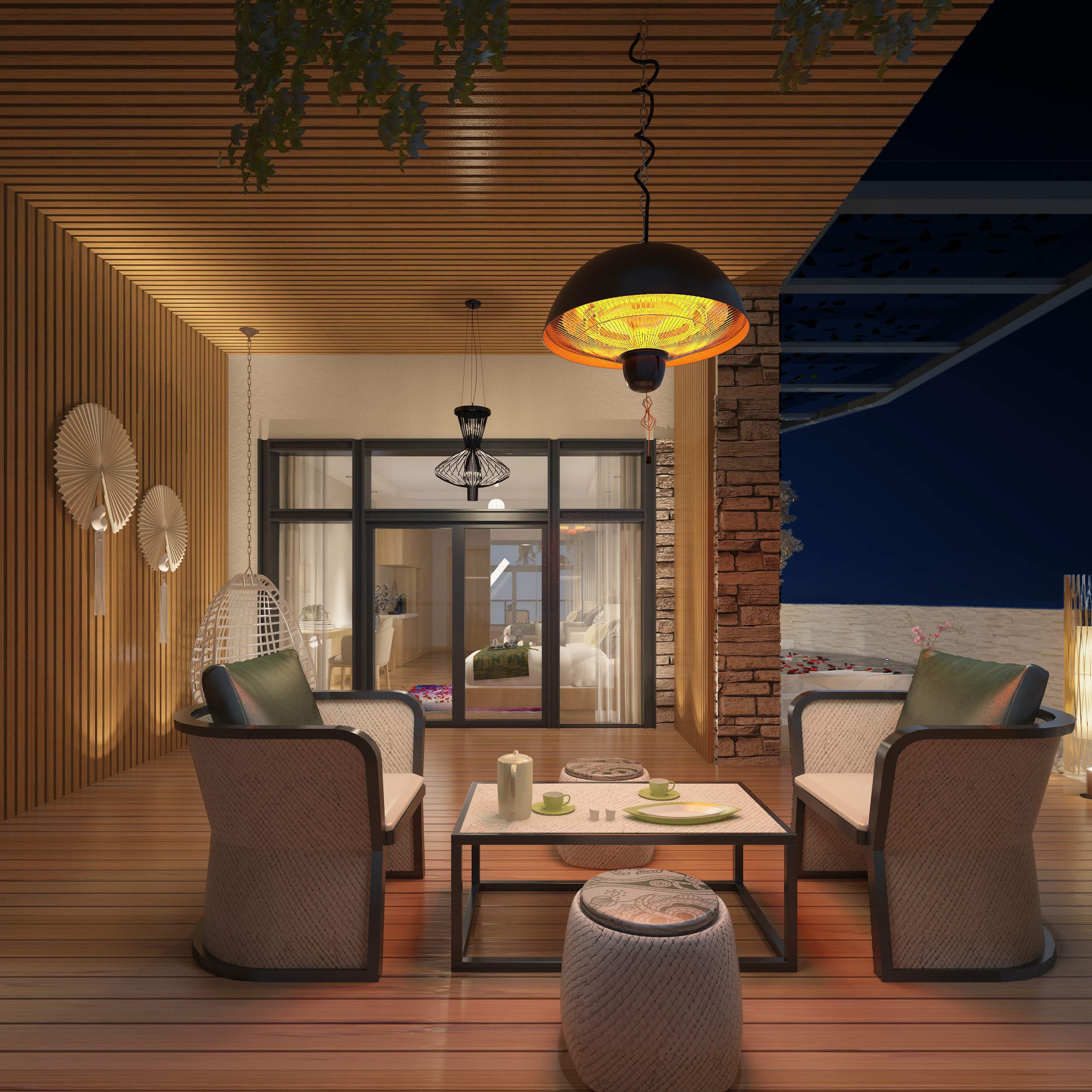 Hanging Patio Heater, Outdoor/Indoor Electric Infrared