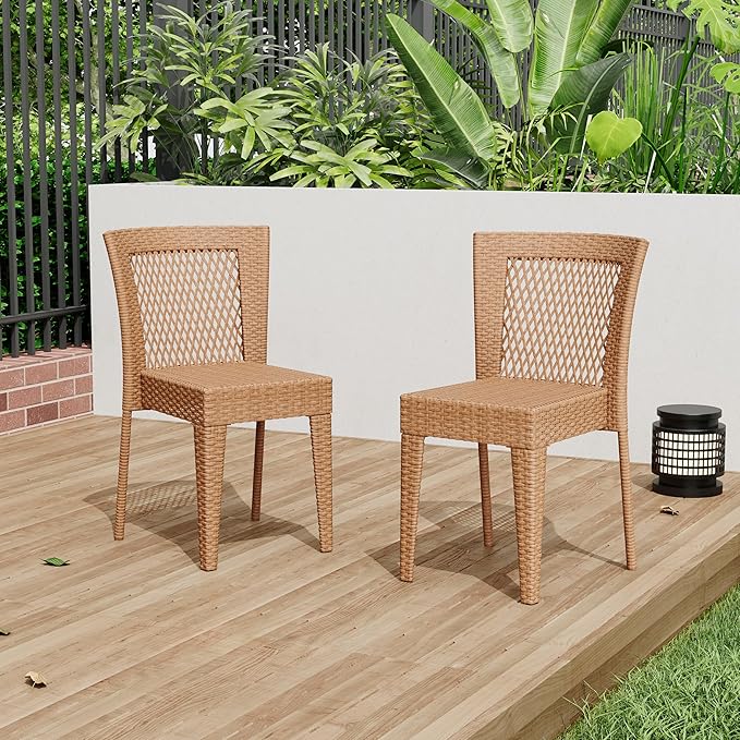 Knight Home Bonnie Outdoor Wicker Dining Chairs (Set of 2), Grey