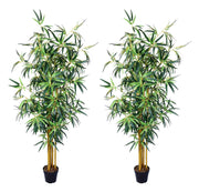 Pair 4 Feet Bamboo Tree Artificial Plant with in Nursery Pot, Real Touch Technology