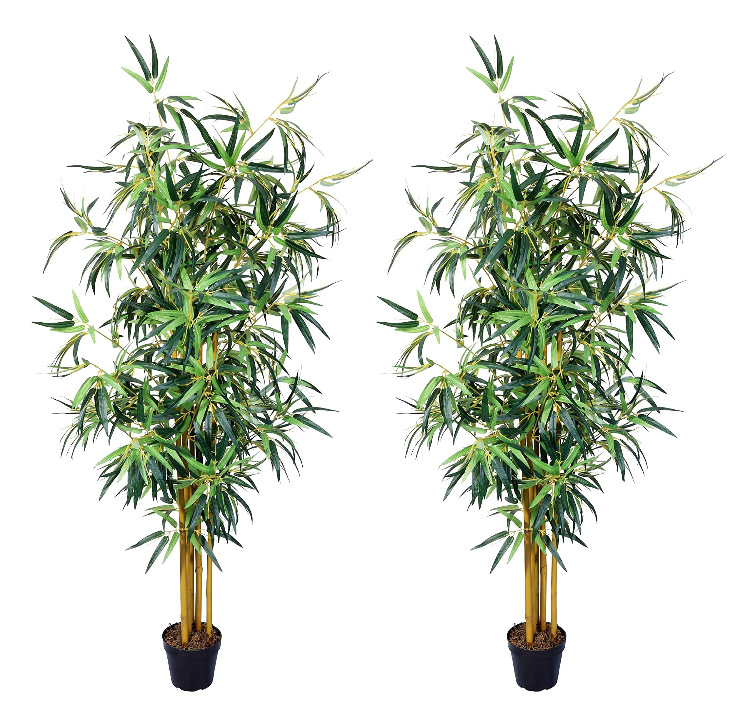 Pair 4 Feet Bamboo Tree Artificial Plant with in Nursery Pot, Real Touch Technology