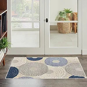 Aloha Indoor/Outdoor Multicolor 6' x 9' Area -Rug, Easy -Cleaning, Non Shedding