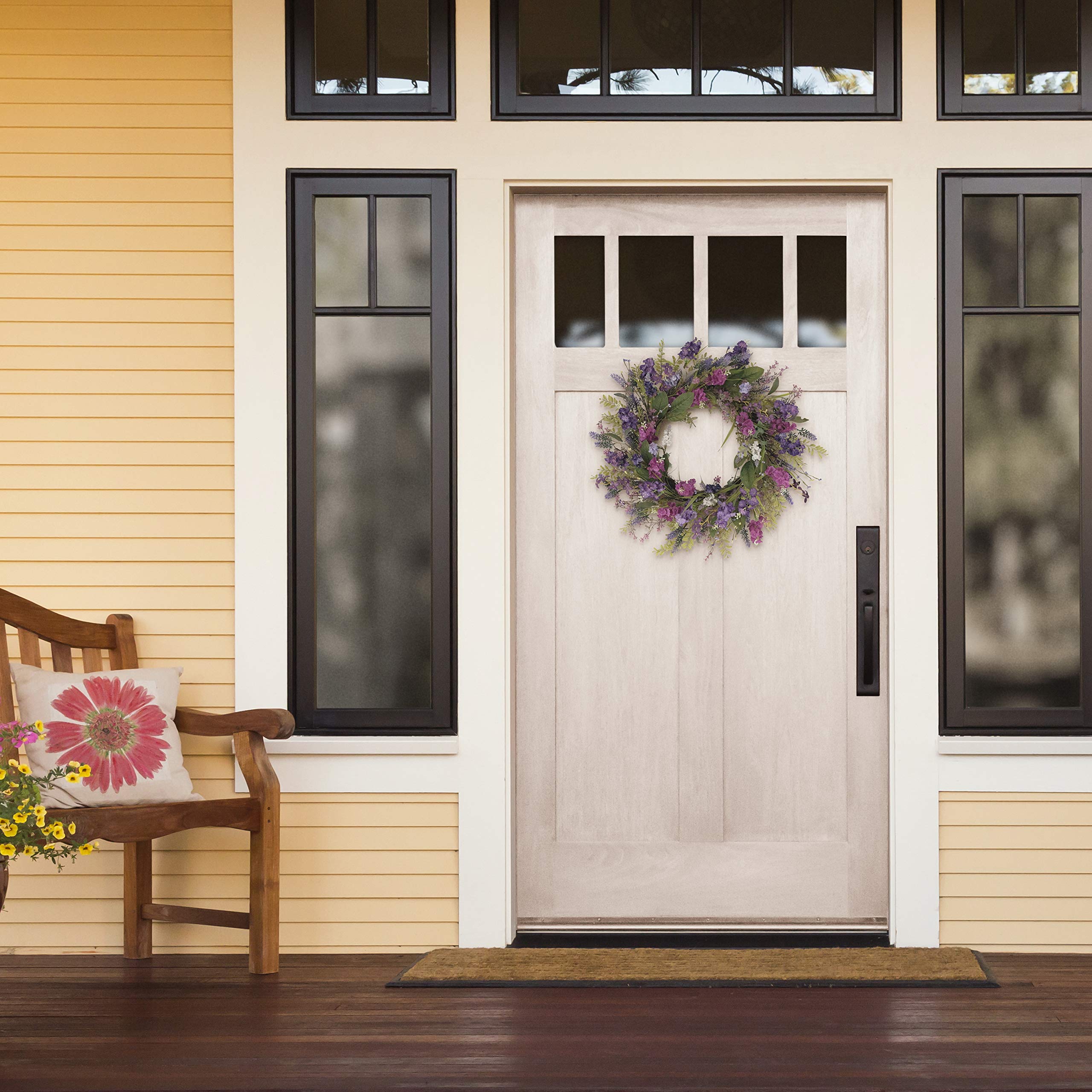 24" Artificial Lavender Floral Spring Door Wreath