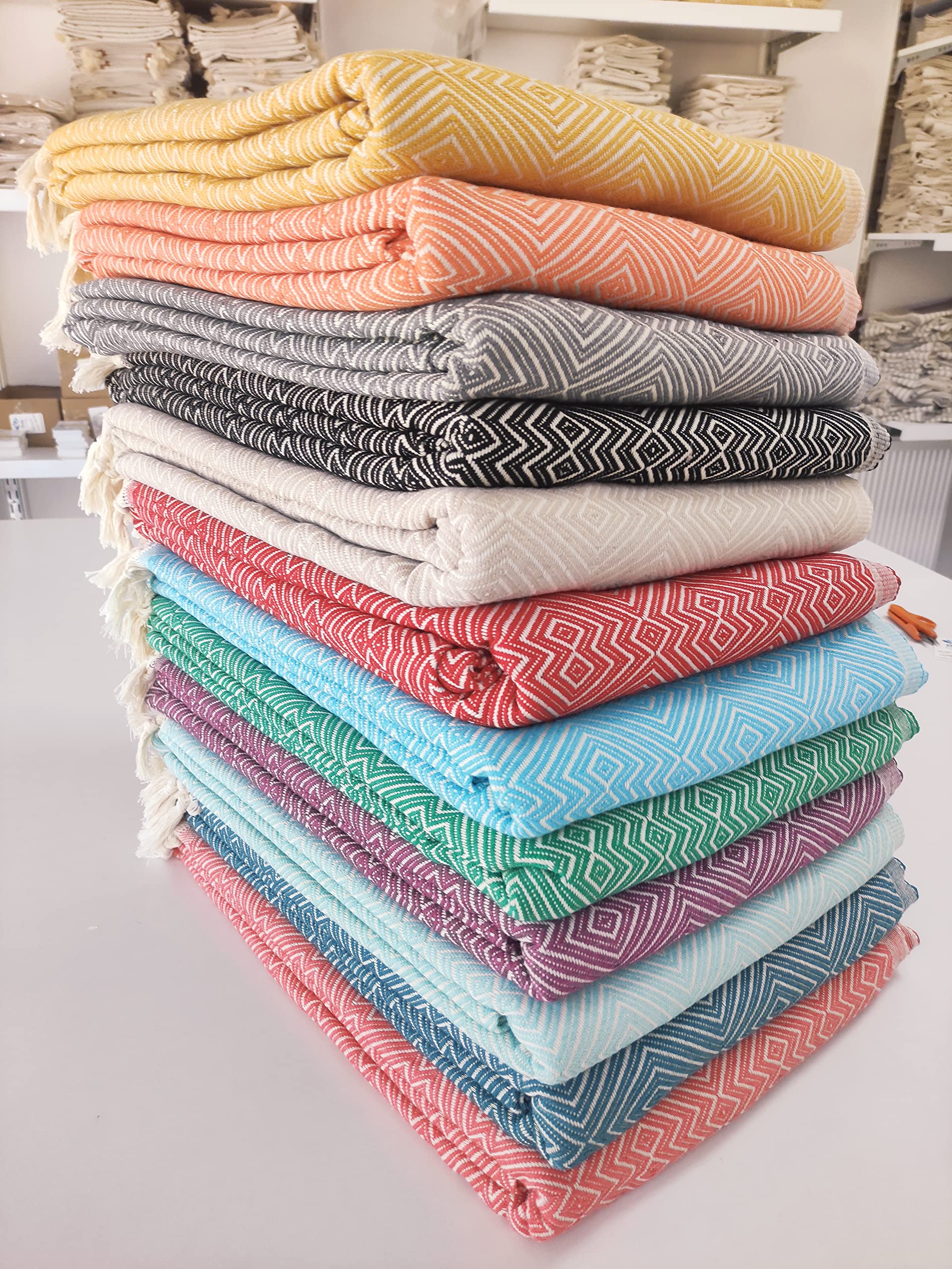 Kaira | King Size Cotton Blanket • Vintage Turkish Throw Blankets for Sofa, Couch