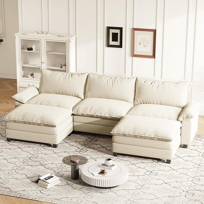 114 Inch Modular Couch Sectionals with Ottoman