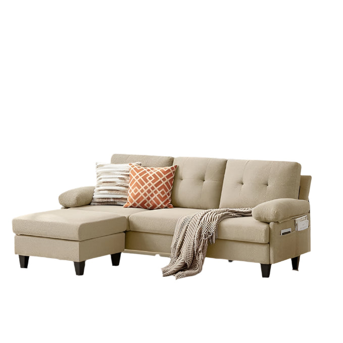 86" Convertible Sectional Sofa, Deep 3-Seat L Shaped Sectional Couch with Ottoman