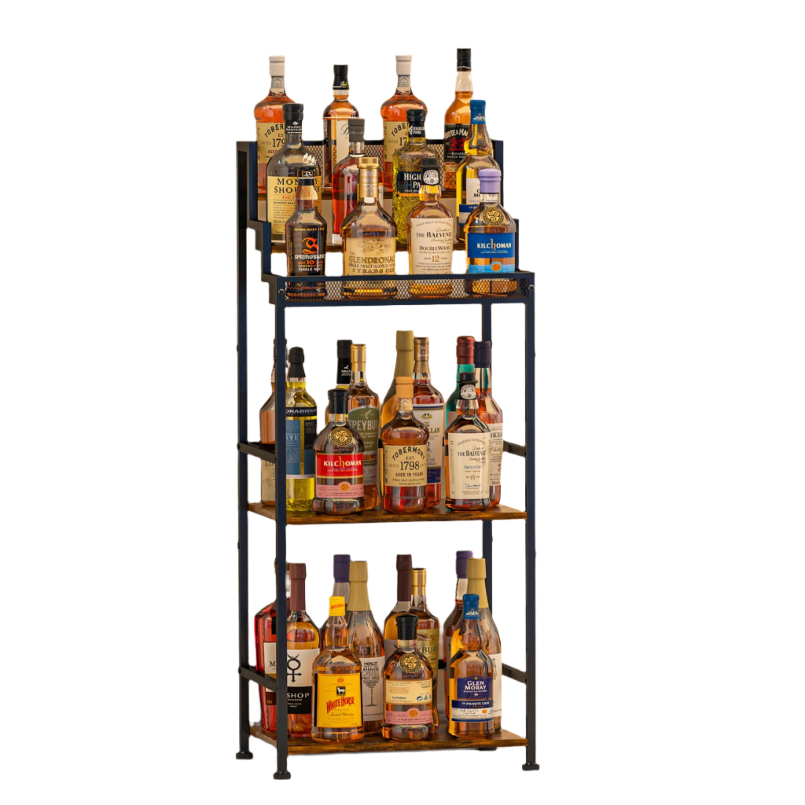 Liquor Cabinet Bar for Home, Stepped Wine Rack Freestanding Floor