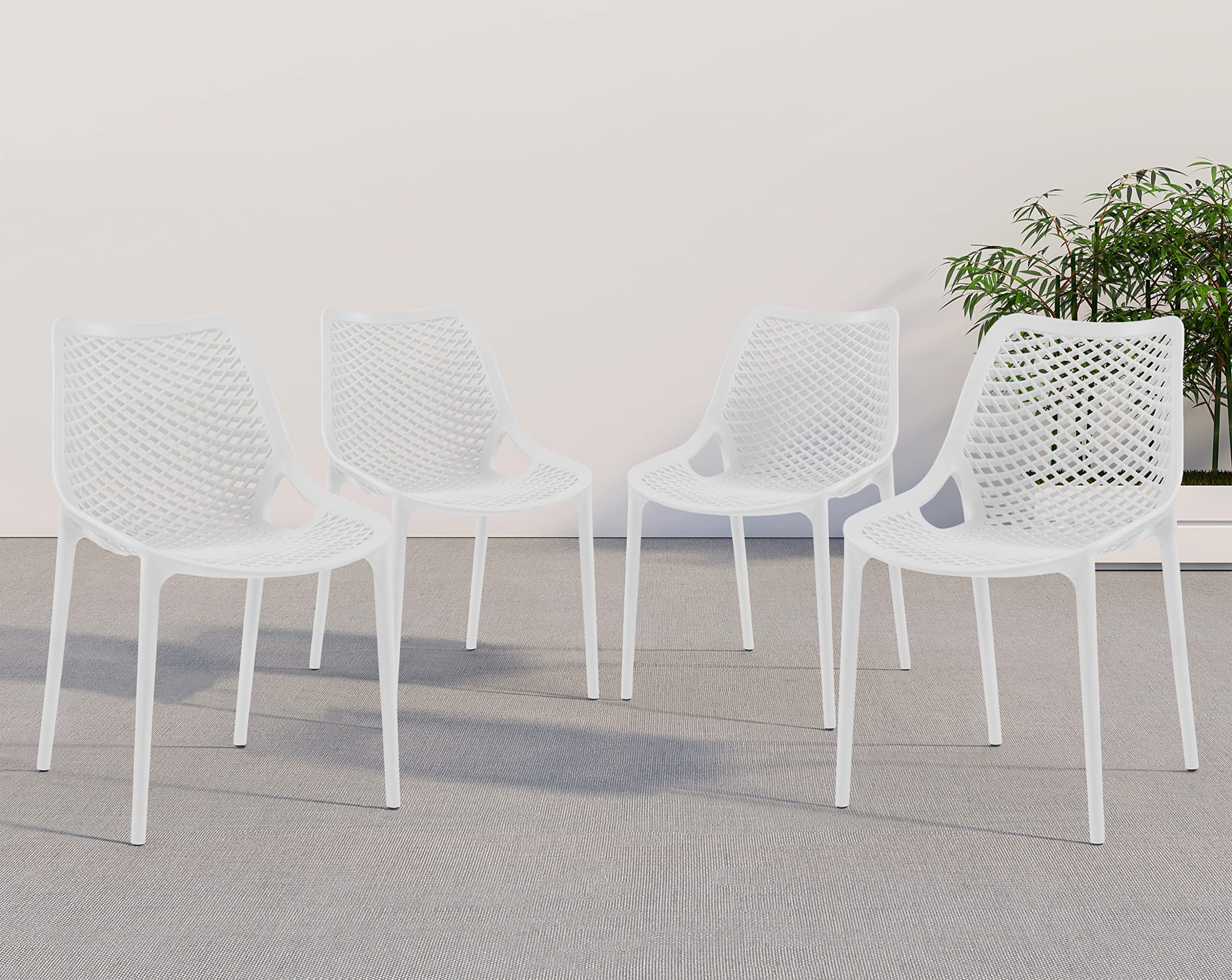 Contemporary Patio Dining Chair with Polypropylene Plastic, Weather Resisting