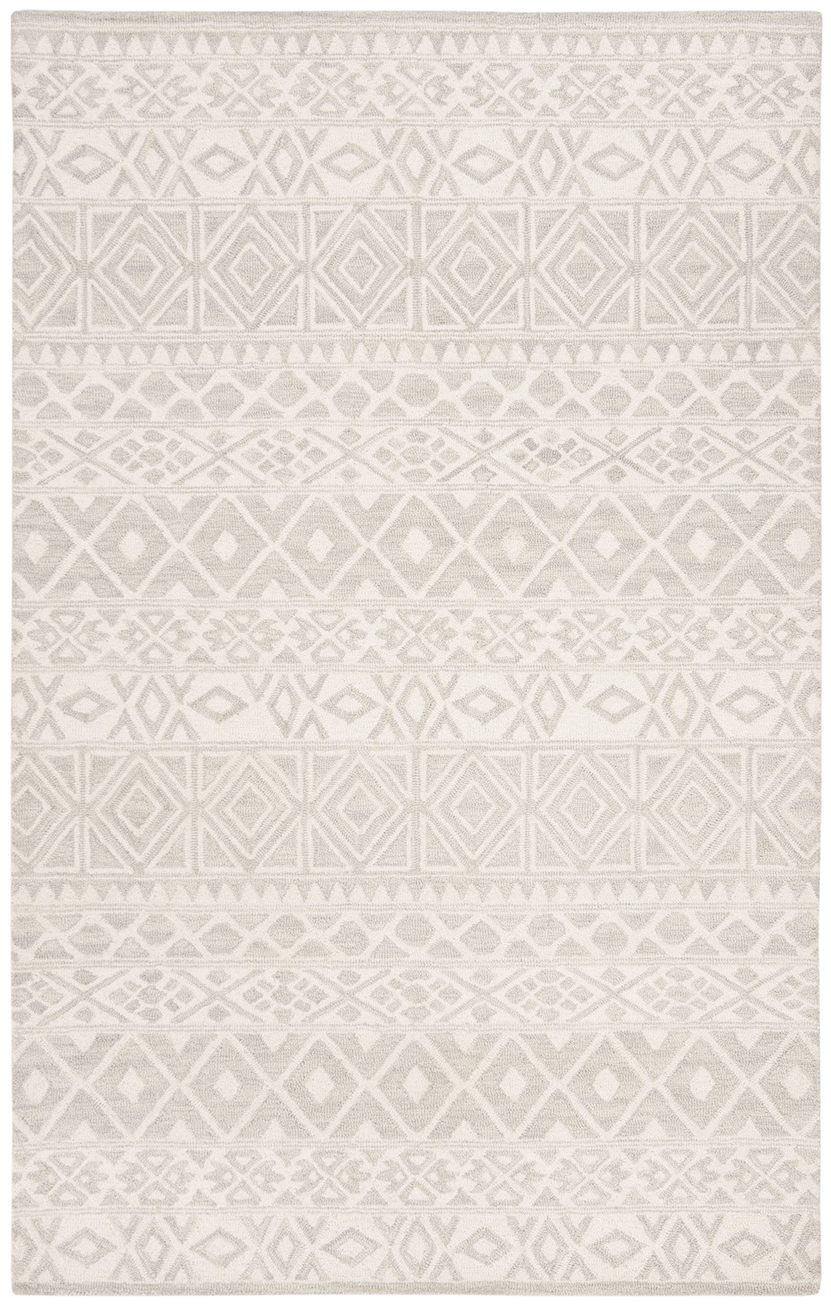 Blossom Collection 4' x 6' Silver / Ivory BLM113G Handmade Premium Wool Area Rug