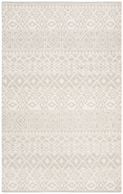 Blossom Collection 4' x 6' Silver / Ivory BLM113G Handmade Premium Wool Area Rug