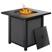 28" Propane Fire Pit Table with Rain Cover, Diamond Pattern, for Balcony