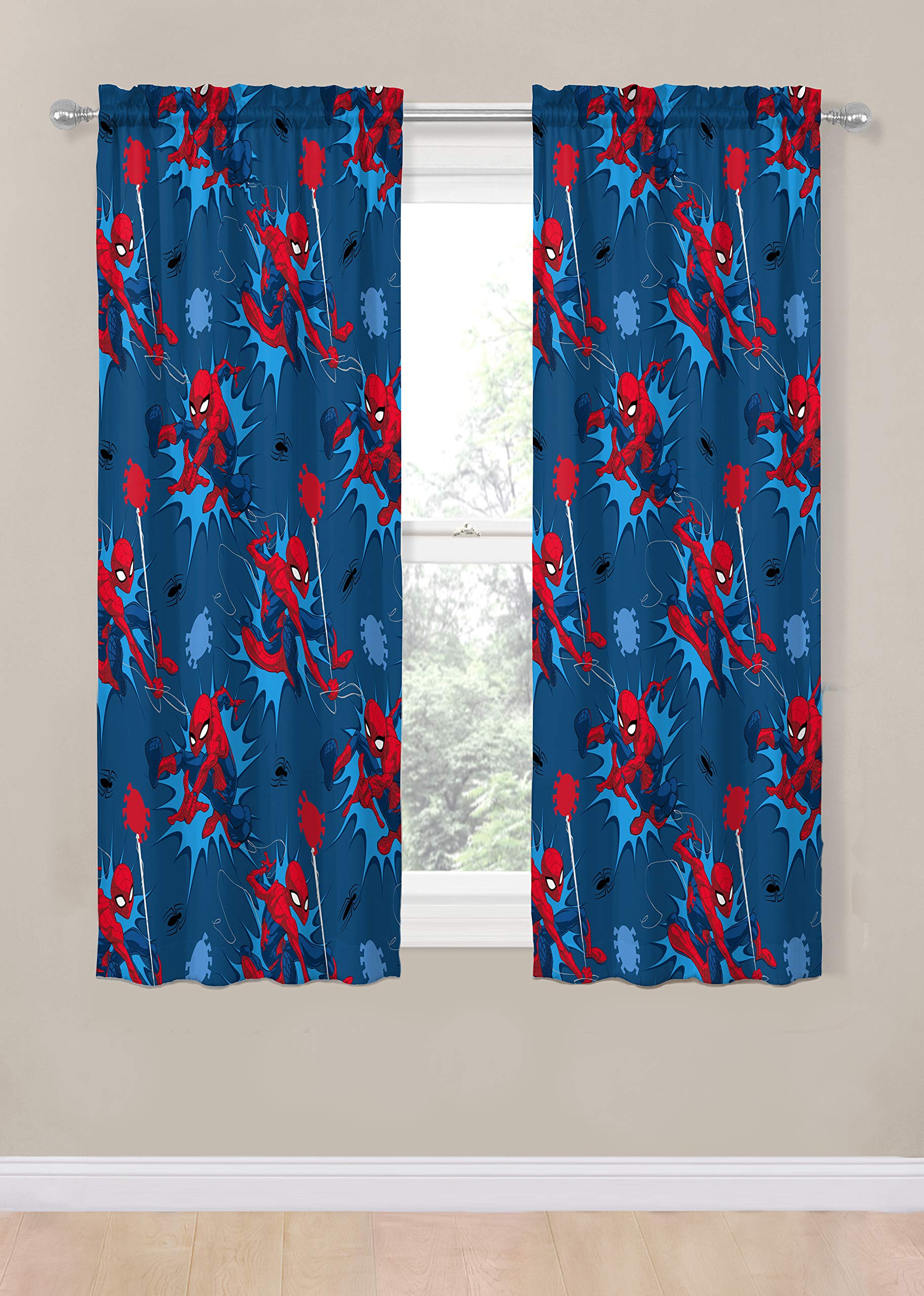 Spiderman Webtastic Twin Bed Set and Spidey Daze Drapes Bundle