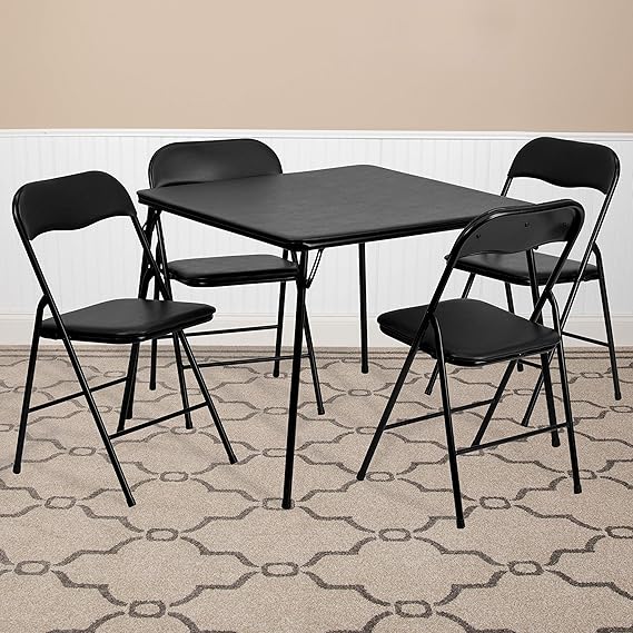 Piece Gray Folding Game Room Card Table and Chair Set