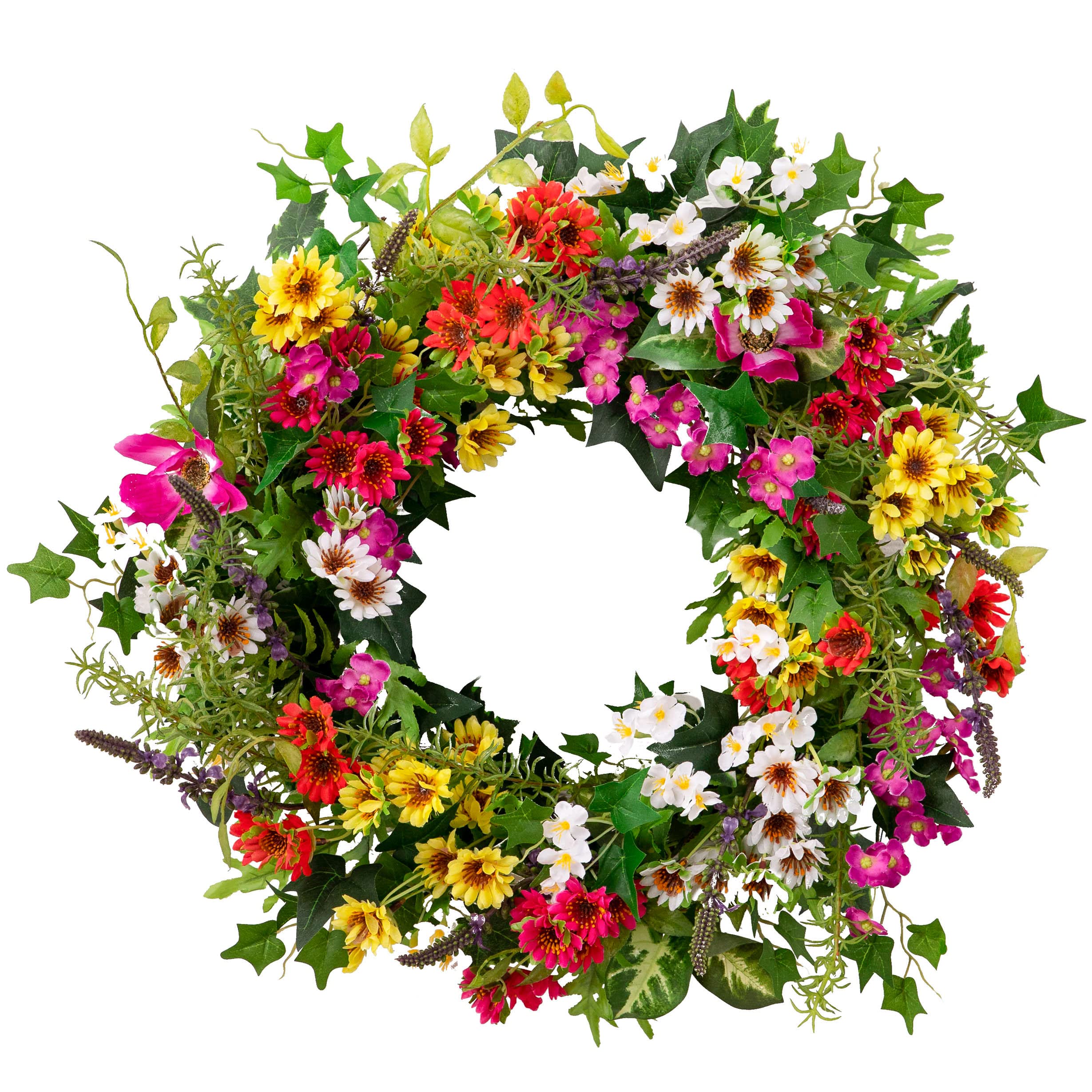 28in Meadow Outdoor Floral Artificial Wreath