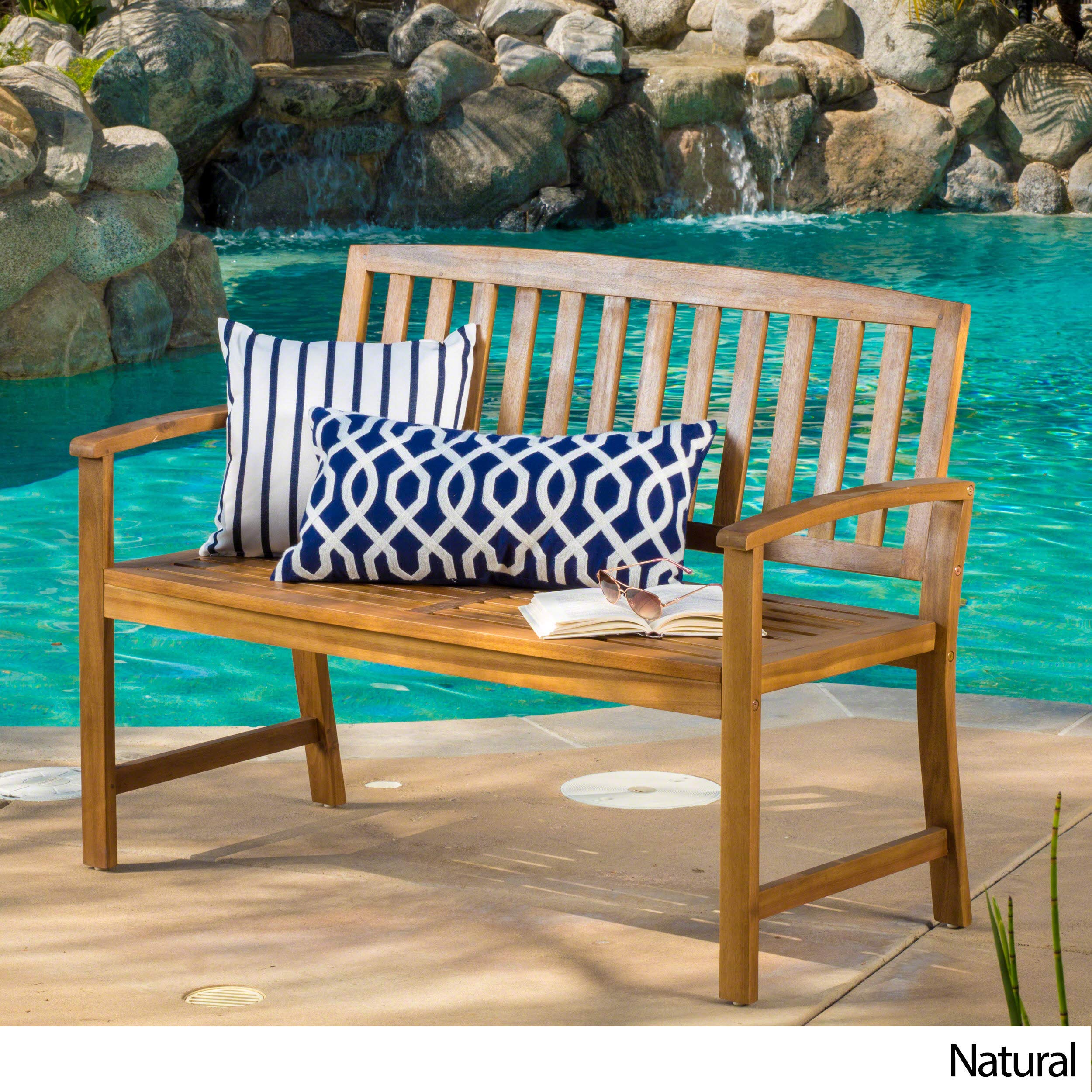 Loja Acacia Bench, Teak Finish