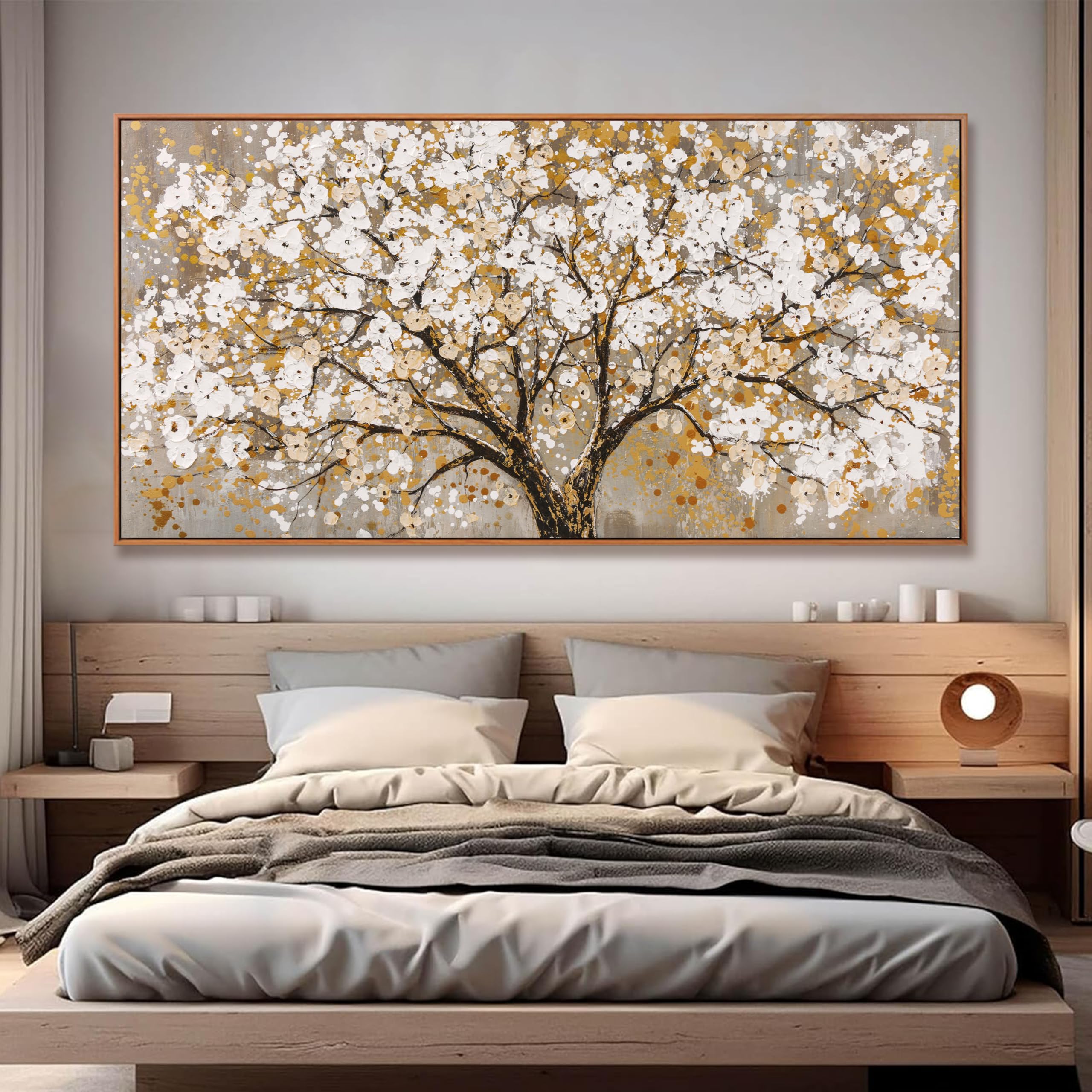 Large Wall Art Gold Abstract Tree Of Life Framed Modern Artwork Canvas Painting