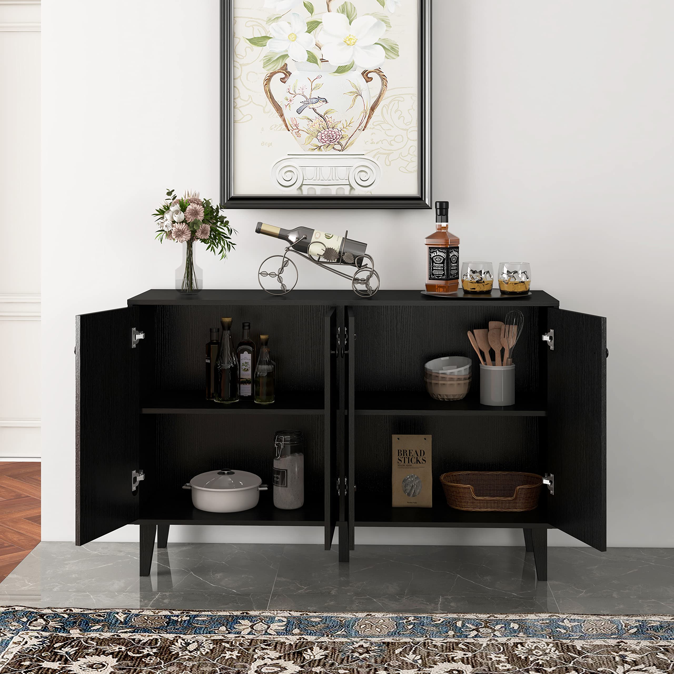 Sideboard Buffet Cabinet Kitchen Storage Cabinet Living Room 4 Doors Console