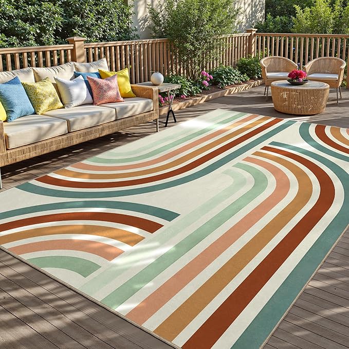 Indoor Outdoor Area Rug, Mid Century Outdoor Patio Rug