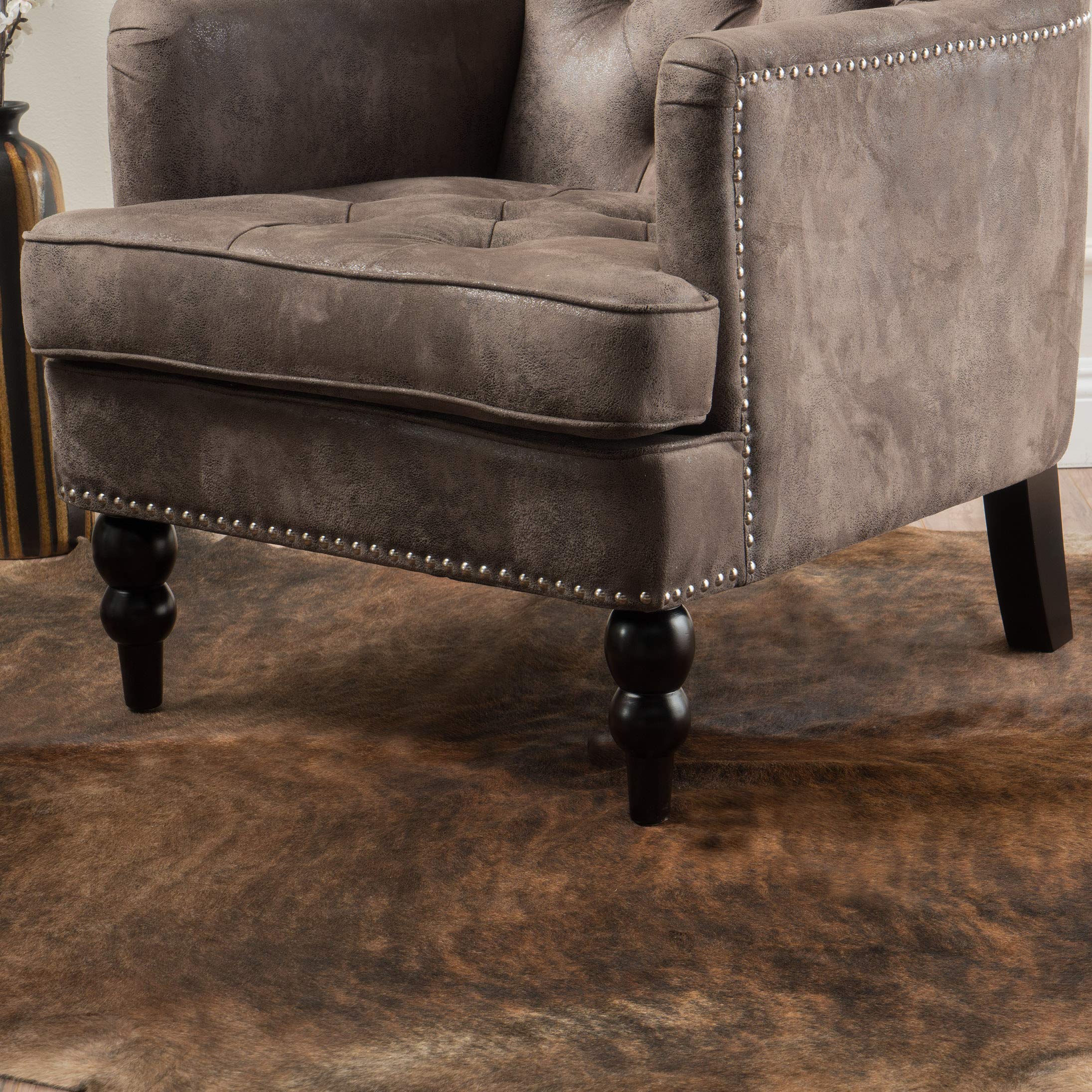 Knight Home GDFStudio Medford Brown Tufted Club Chair, Fabric Accent Chair