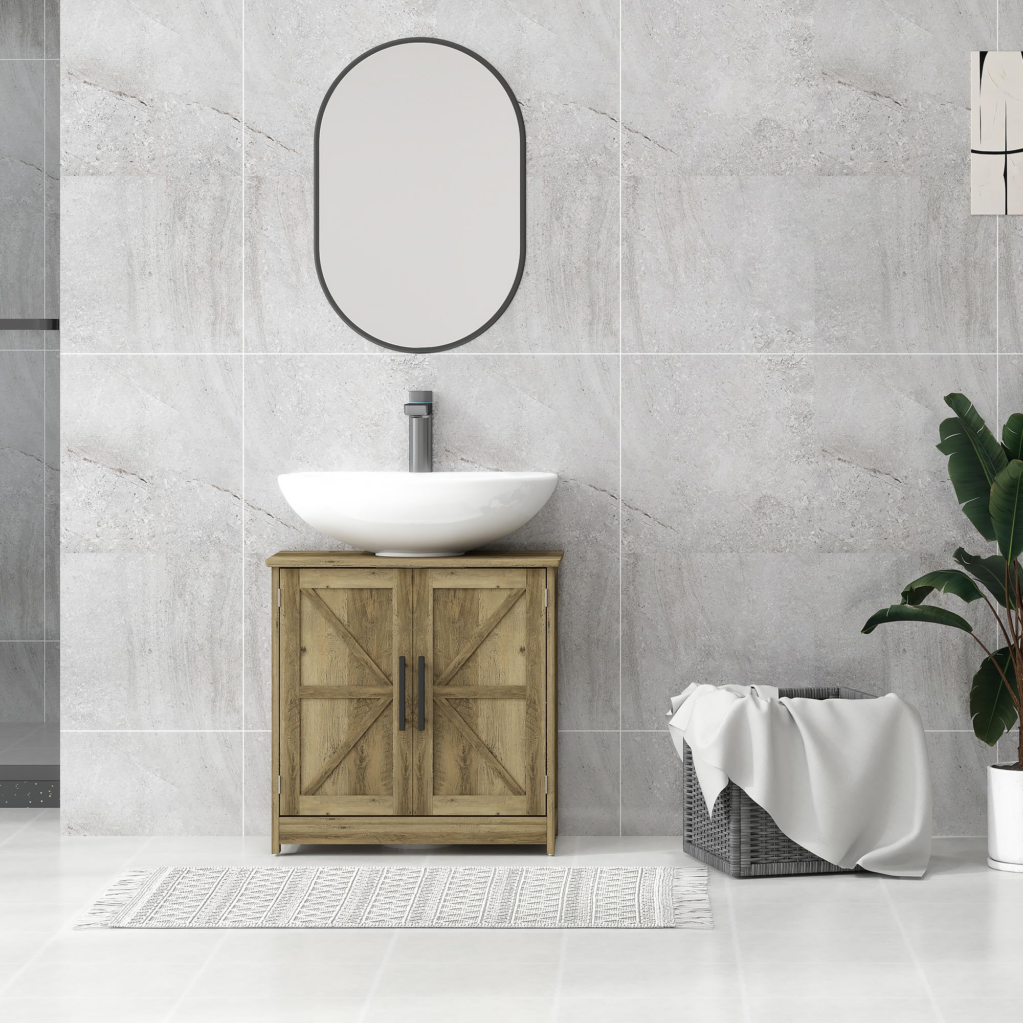 Pedestal Sink Storage Cabinet, Farmhouse Freestanding Bathroom Sink Cabinet