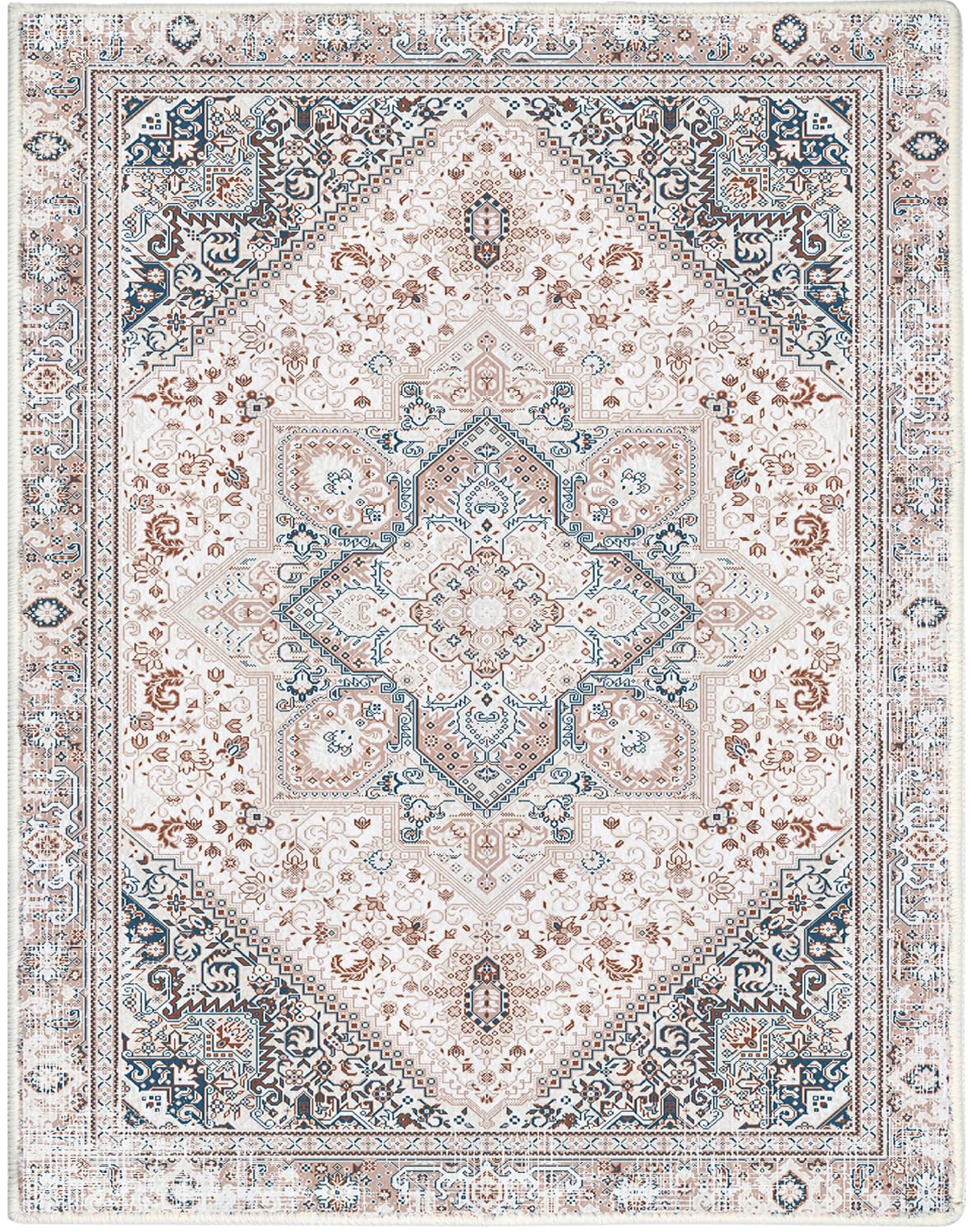 Boho Washable Area Rug, 5' x 7'Indoor Area Rugs for Living Room