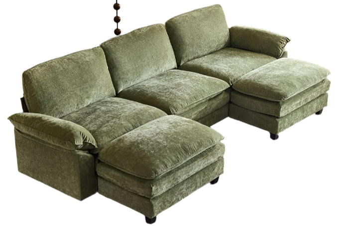 Sectional Sofa Modular Deep Seat Sofa Couch with Ottoman for Living Room