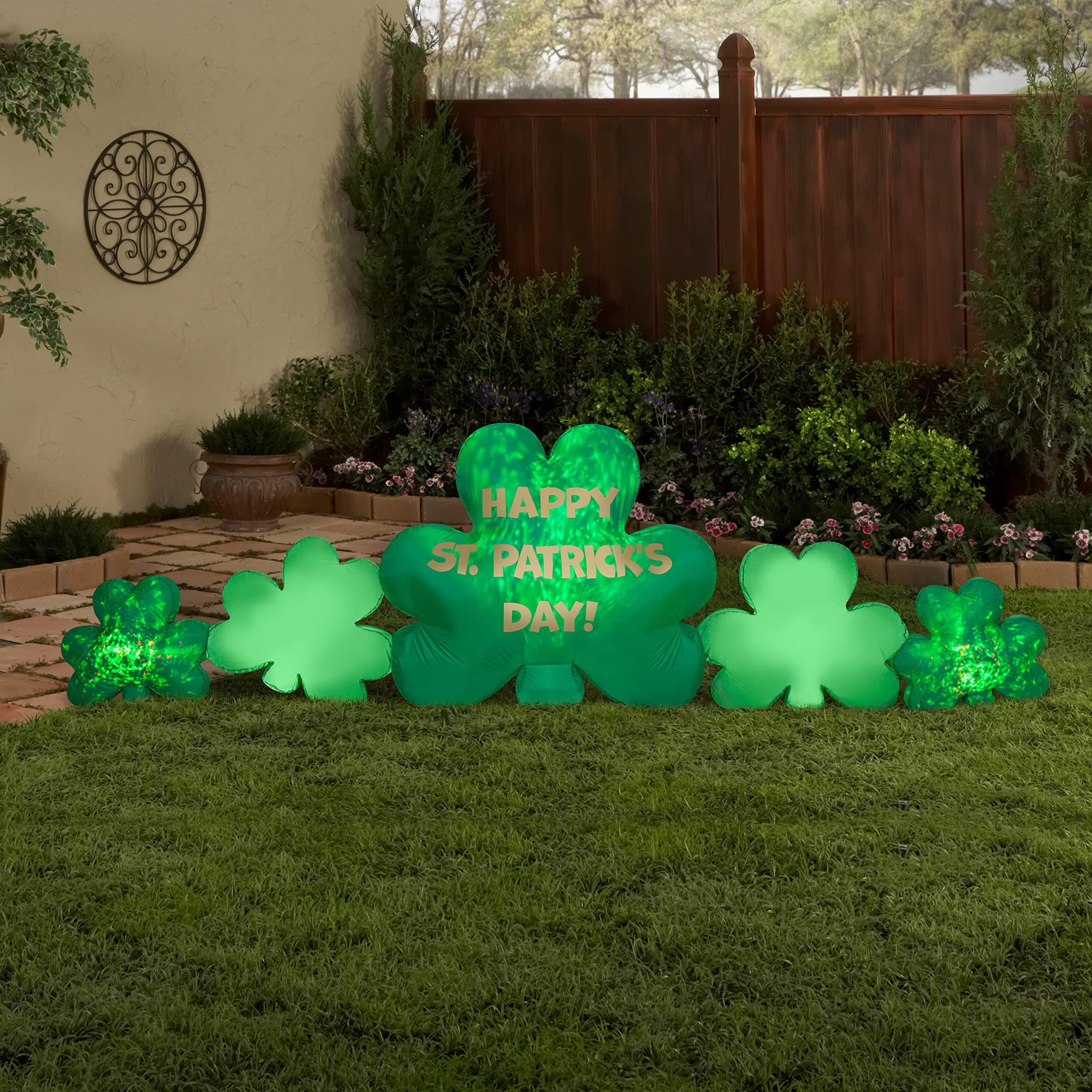 10 ft Wide Projection Airblown Kaleidoscope St. Patrick's Day Cluster of Clovers Collection