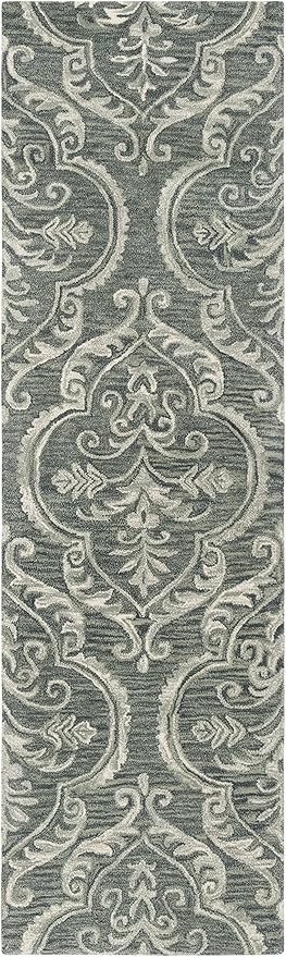 Blossom Collection 8' x 10' Blue / Sage BLM603M Handmade Premium Wool Area Rug