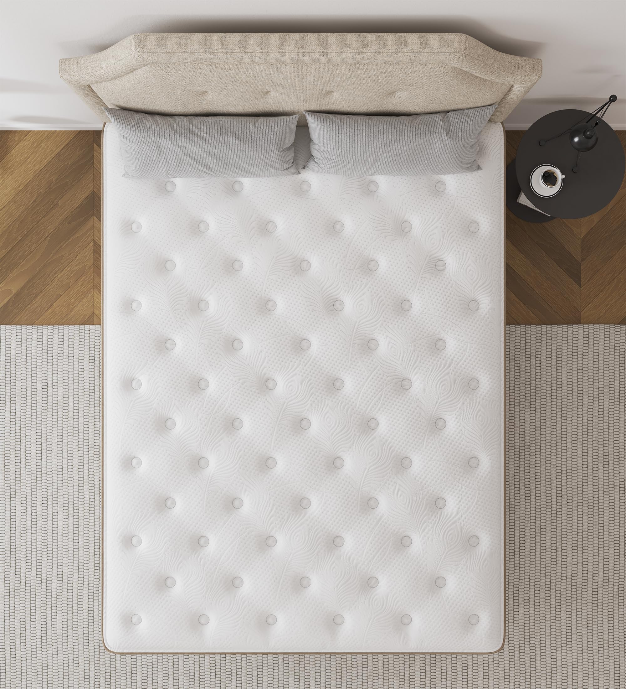 Queen Size Mattress,10 Inch Grey Memory Foam Hybrid Queen Mattresses in a Box