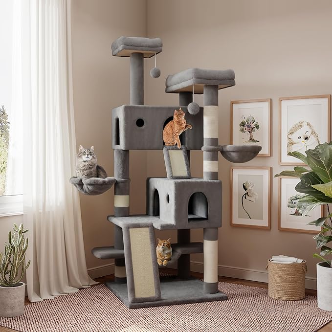 65in Larger Cat Tree Tower Condo for Indoor Kitties/Multi-Level Furniture Activity Center