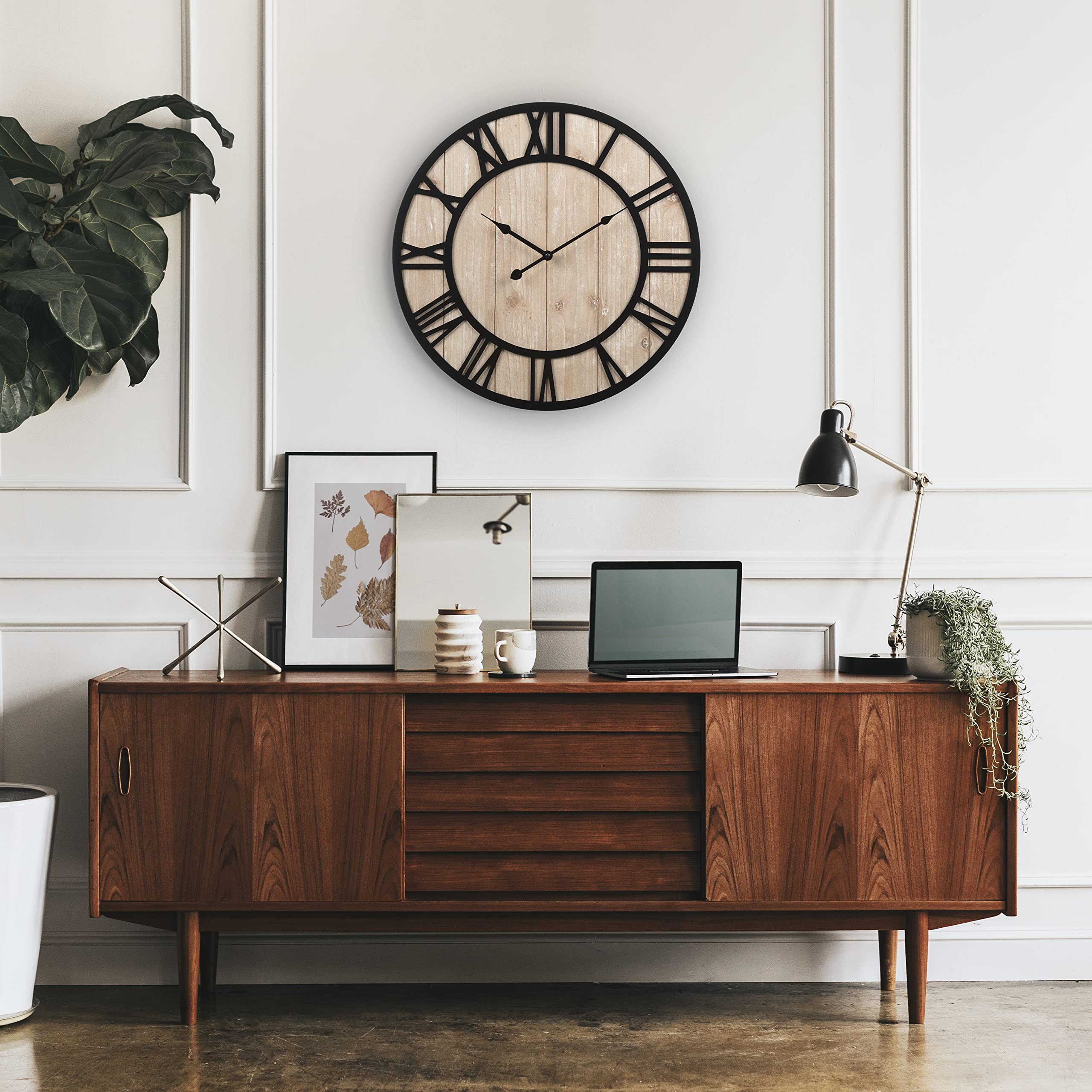 Technology 19.7-Inch Harper Wood Quartz Analog Wall Clock - 404-3450A